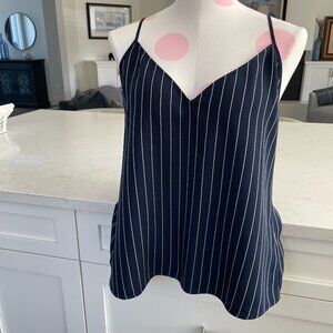 Aritzia Babaton Everly Striped V Neck Camisole Modern Classic Navy + White Sz S